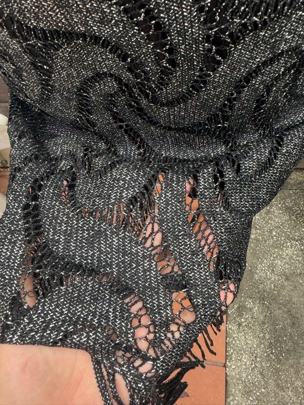 Vintage 90s California Concepts Metallic Gown Fringe Spaghetti Strap Dress - Picture 6 of 9
